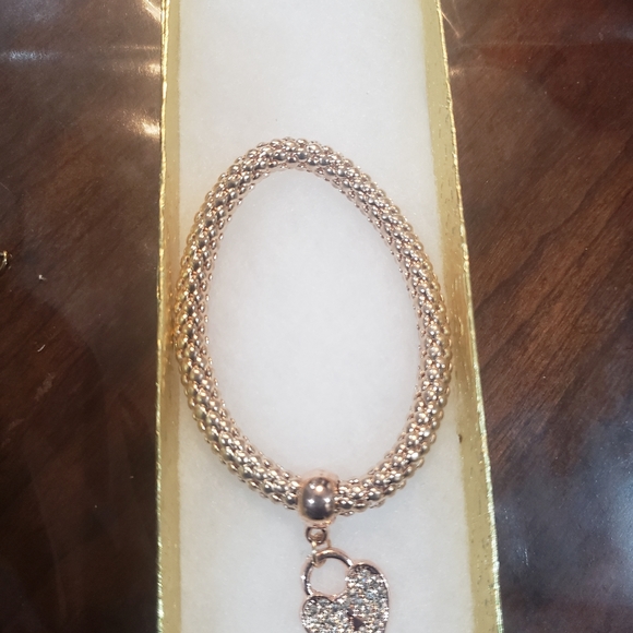 3pc/set Rhinestone Charm Bangle ❤ Heart bracelet Silver Gold & Rose gold - Picture 8 of 11